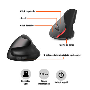 MOUSE ERGONOMICO INALAMBRICO PRO